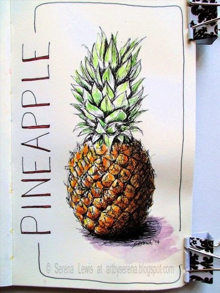 Ананас скетч маркерами