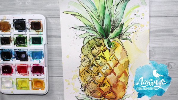 Ананас рисунок маркерами