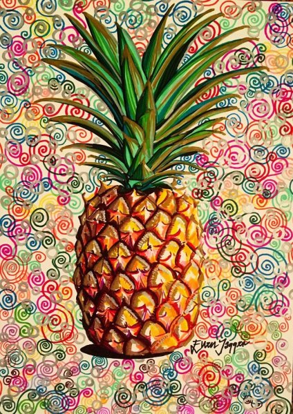 Ананас красками
