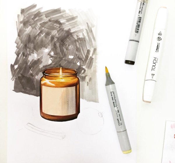Свеча маркерами для скетчинга