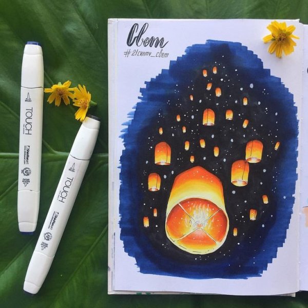 Свечка рисунок маркерами