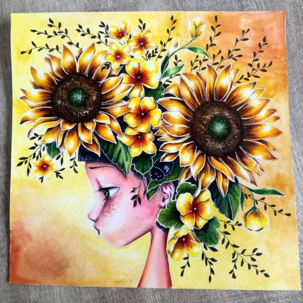 Подсолнух маркерами