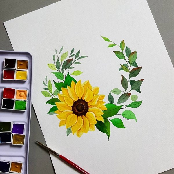 Подсолнух маркерами