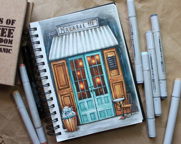 Рисование скетчей маркерами