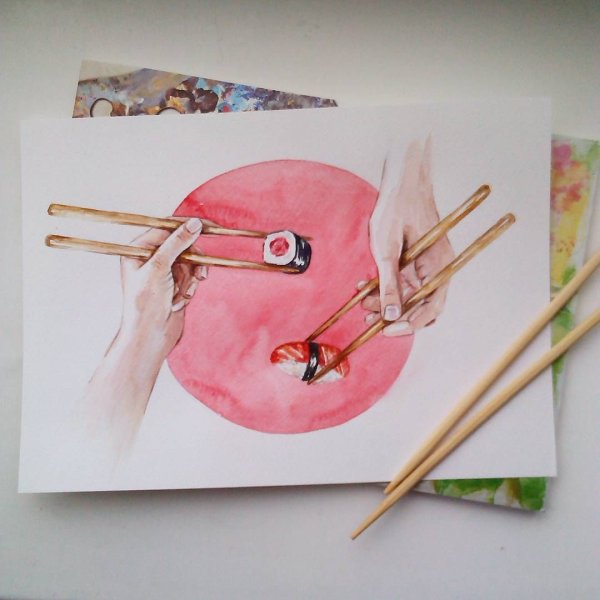 Суши рисунок маркерами