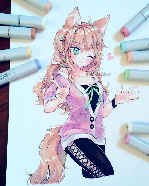 Аниме рисунки маркерами