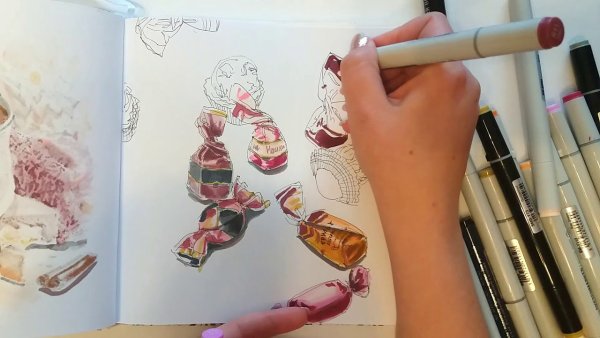 Конфета рисунок маркерами