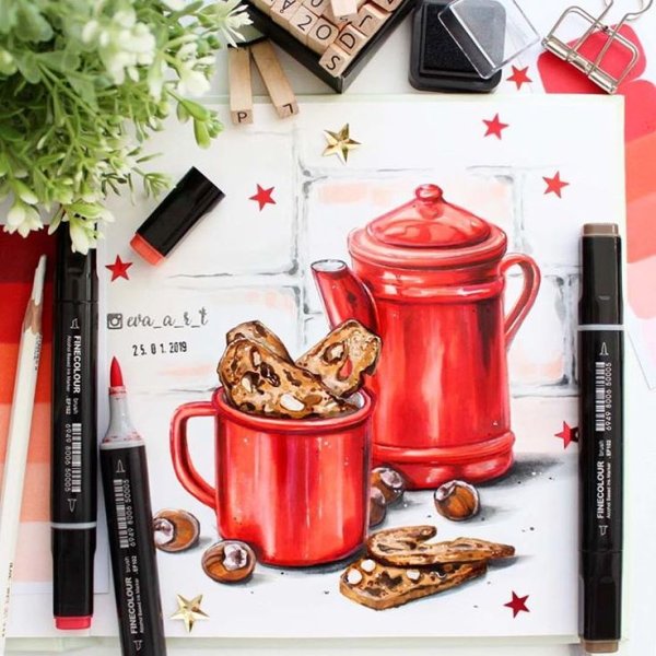 Кружка скетч маркерами