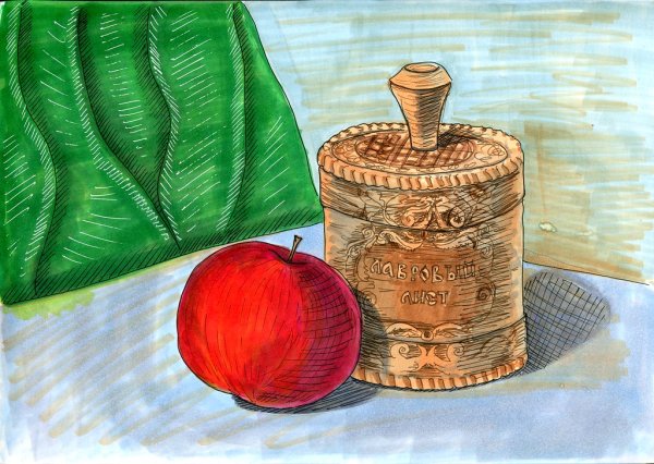 Рисование фломастерами натюрморт