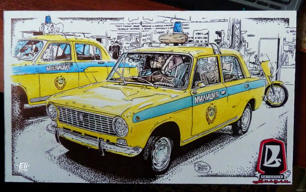 Рисунки гуашью машина Жигули
