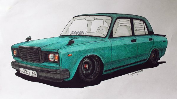 ВАЗ[ 2107 рисунок тюнингованный