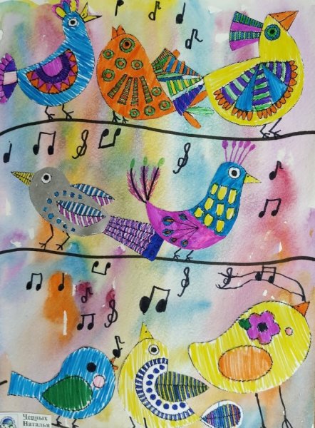 Птицы фломастерами