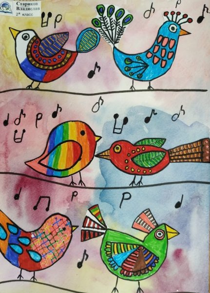 Птицы фломастерами