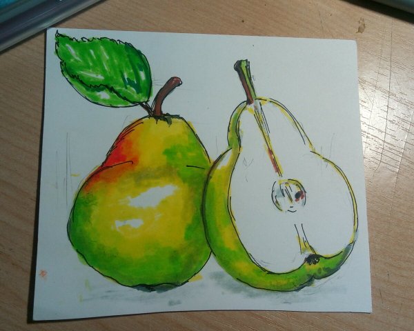 Груша рисунок маркерами