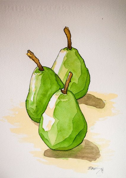 Рисование фруктов и овощей акварелью