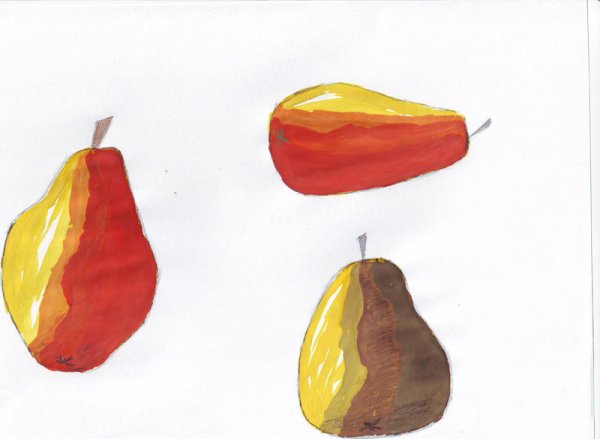 Рисовать грушу гуашью