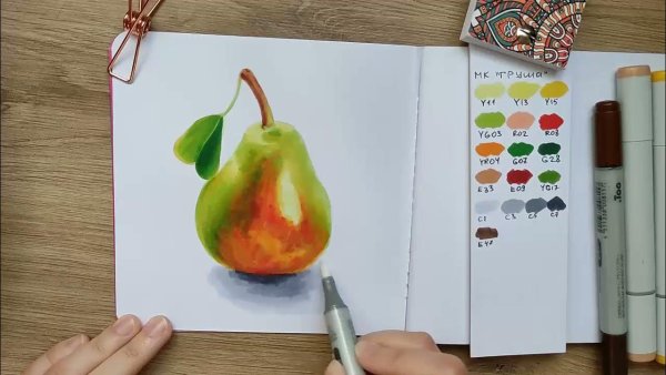 Как нарисовать профессиональными маркерами грушу