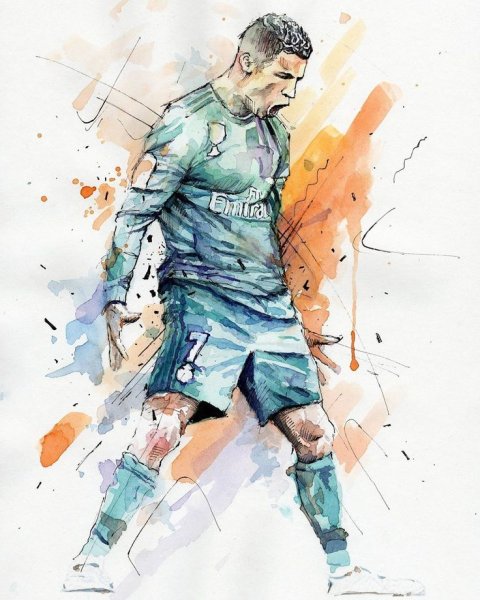 Футболист акварель Роналдо