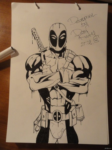 Дэдпул карандашом для срисовки