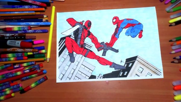 Человек паук фломастерами