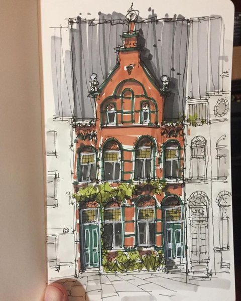 Архитектурные зарисовки маркерами