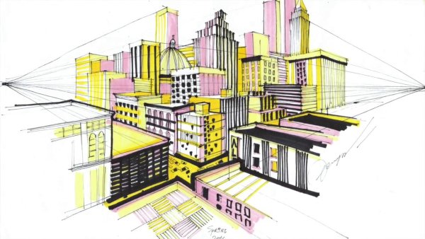 Угловая перспектива город