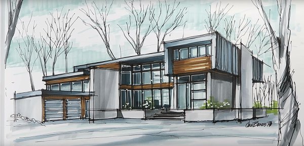 Скетчи маркерами архитектура