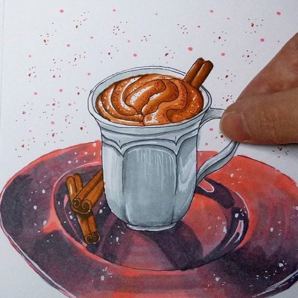 Чашка кофе маркерами