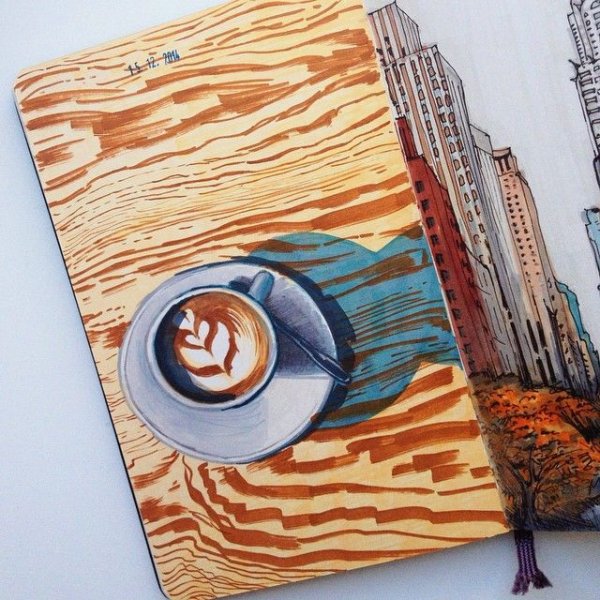 Скетчбук маркерами кофе