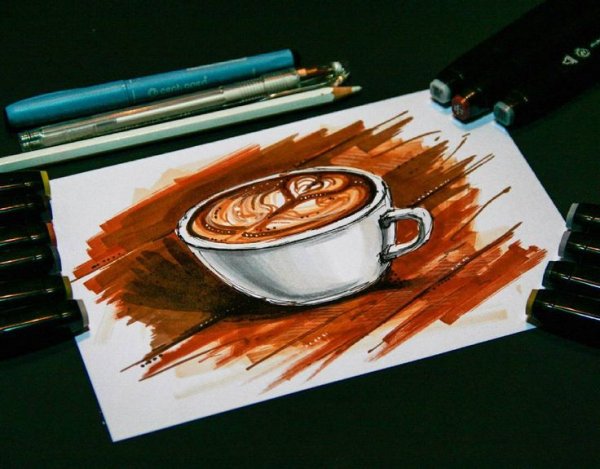Скетчинг маркерами кофе