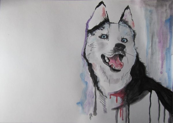 Скетчинг маркерами волк