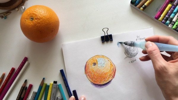 Апельсин маркерами