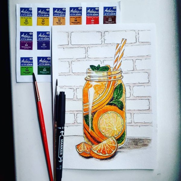 Фрукты маркерами