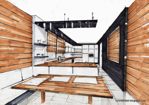 Интерьеры кухни скетч маркерами