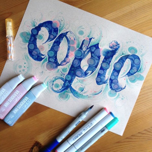 Рисование маркерами надписи