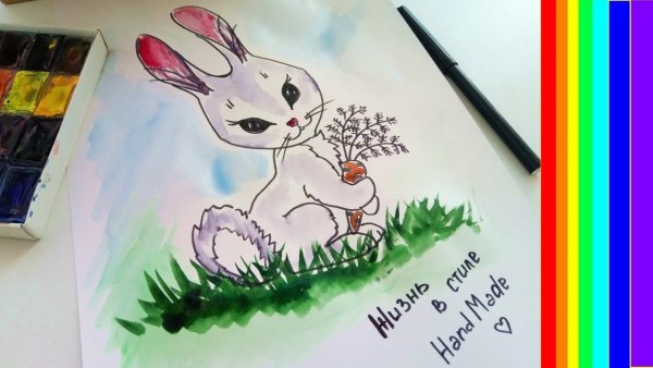 Заяц фломастерами