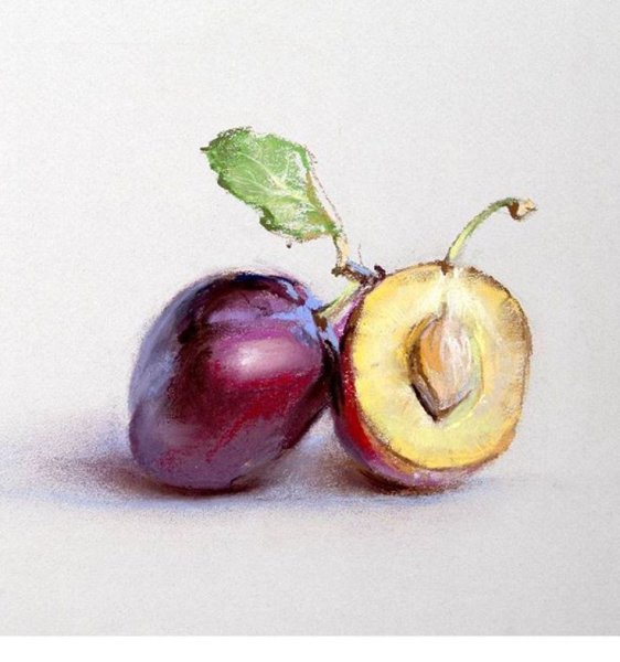 Слива акварелью