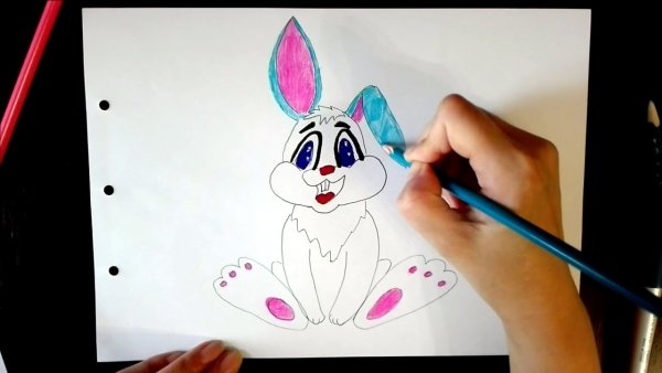 Зайчик рисунок фломастером