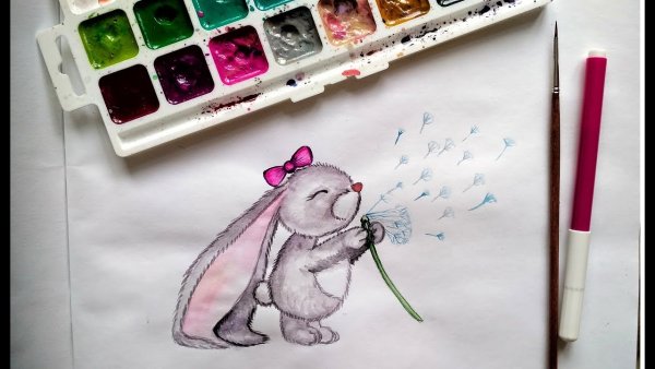 Лёгкие рисунки милые зайчики