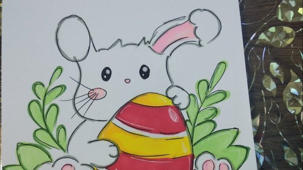 Зайчик рисунок фломастером