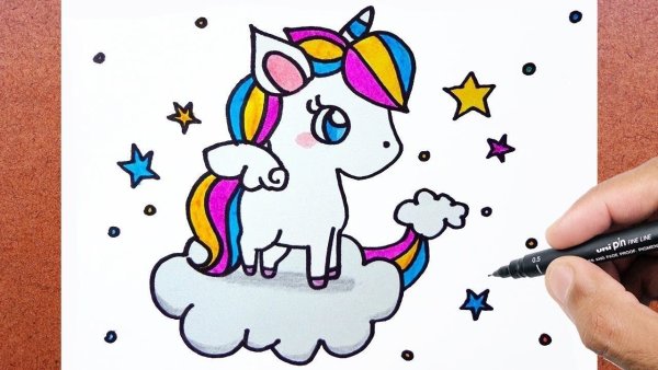 Единорог маркерами