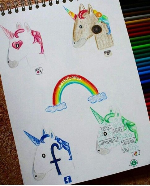 Милый Единорог фломастерами