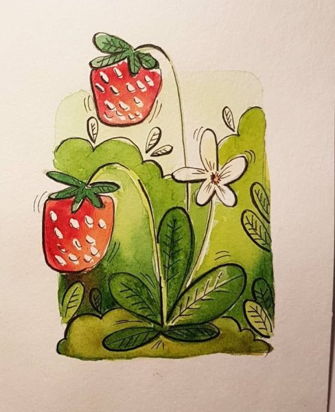 Клубника рисунок скетчинг
