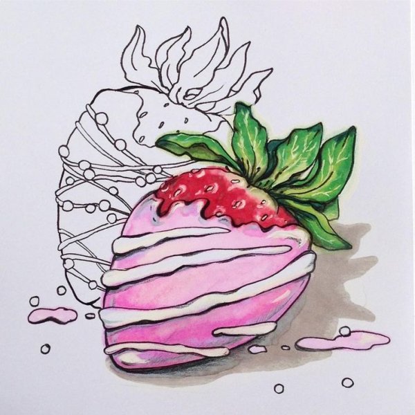 Клубника скетч маркерами