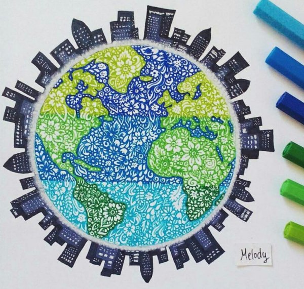 Планета земля фломастерами