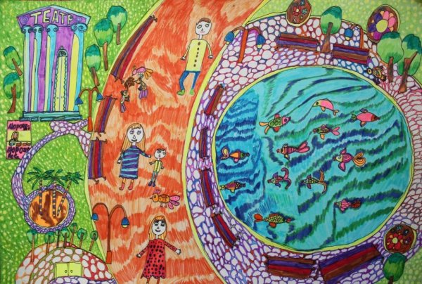 Парк нарисованный фломастером