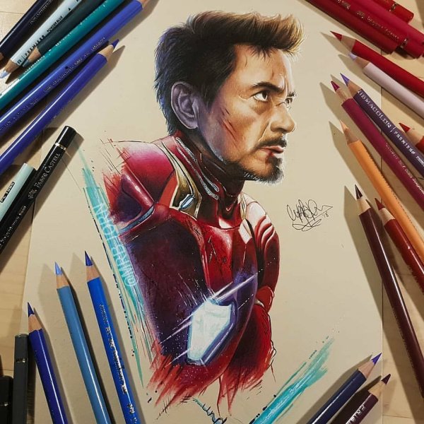 Тони Старк акварель