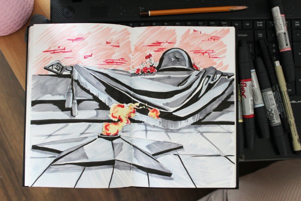 Рисунок на 9 мая маркерами