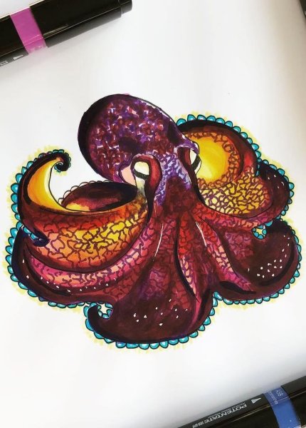 Рисование для детей 4 лет интересные техники осьминог