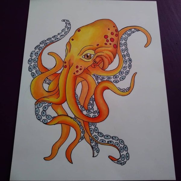 Осьминок декоративное рисование